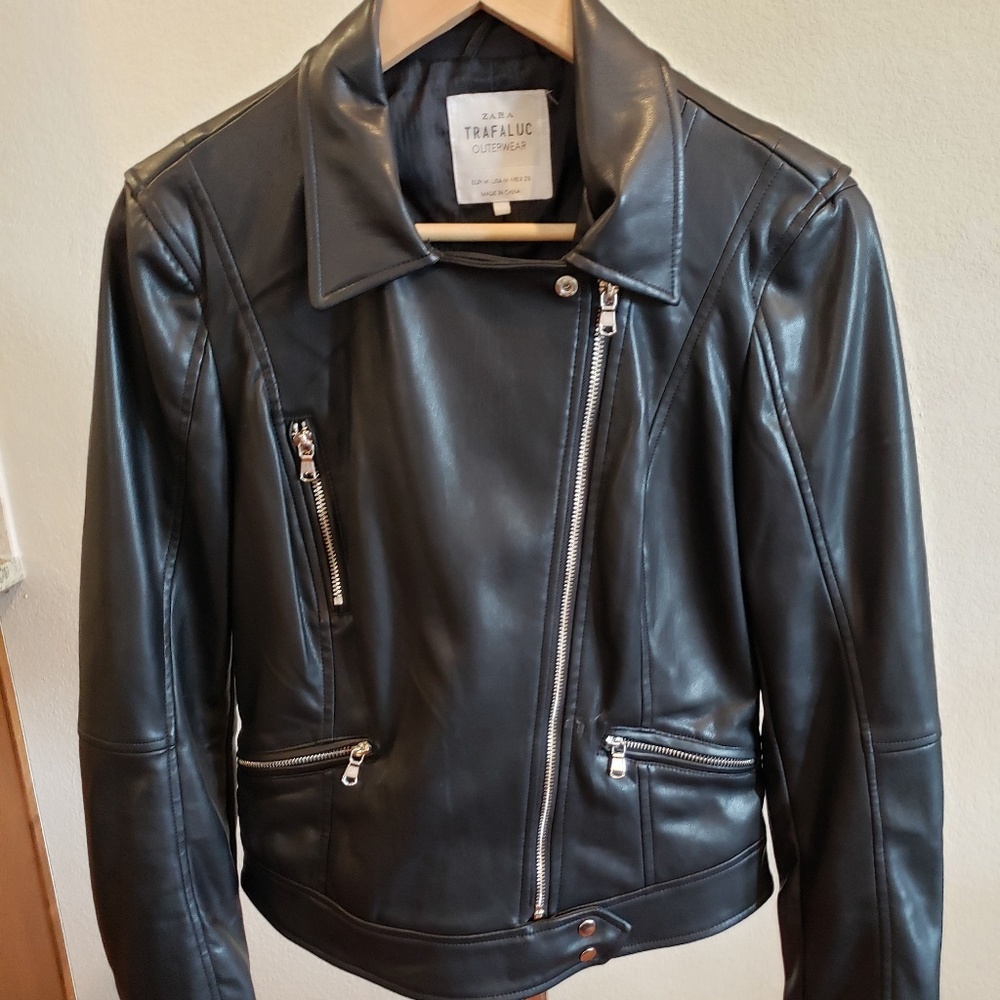Zara Black Faux Leather Jacket
